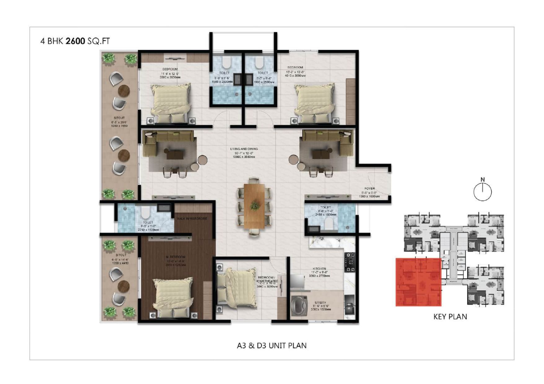 4 BHK Floor Plan